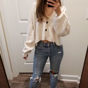 Beige cropped cardigan